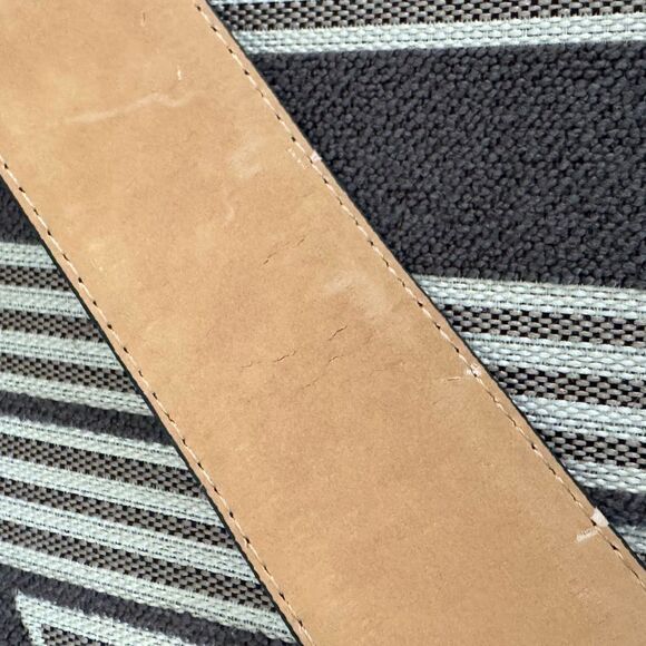 VTG Donna Katz Black Leather Croc Gold Buckle Belt Size L - Picture 8 of 9